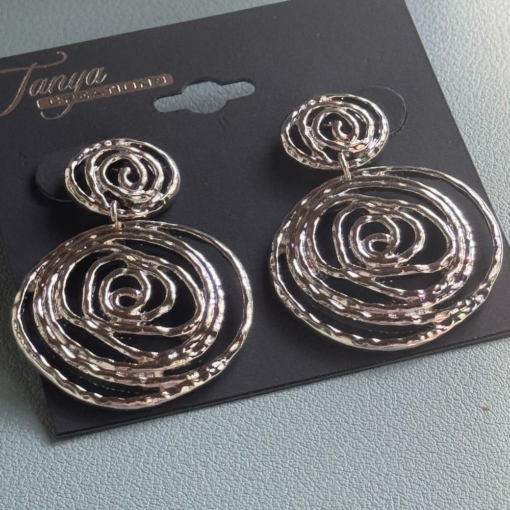 Silver Spiral Post Drop Earrings 1.5 inch